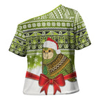 New Zealand Kakapo Christmas Cross Shoulder Shirt Maori Inspired Knitted Patterns
