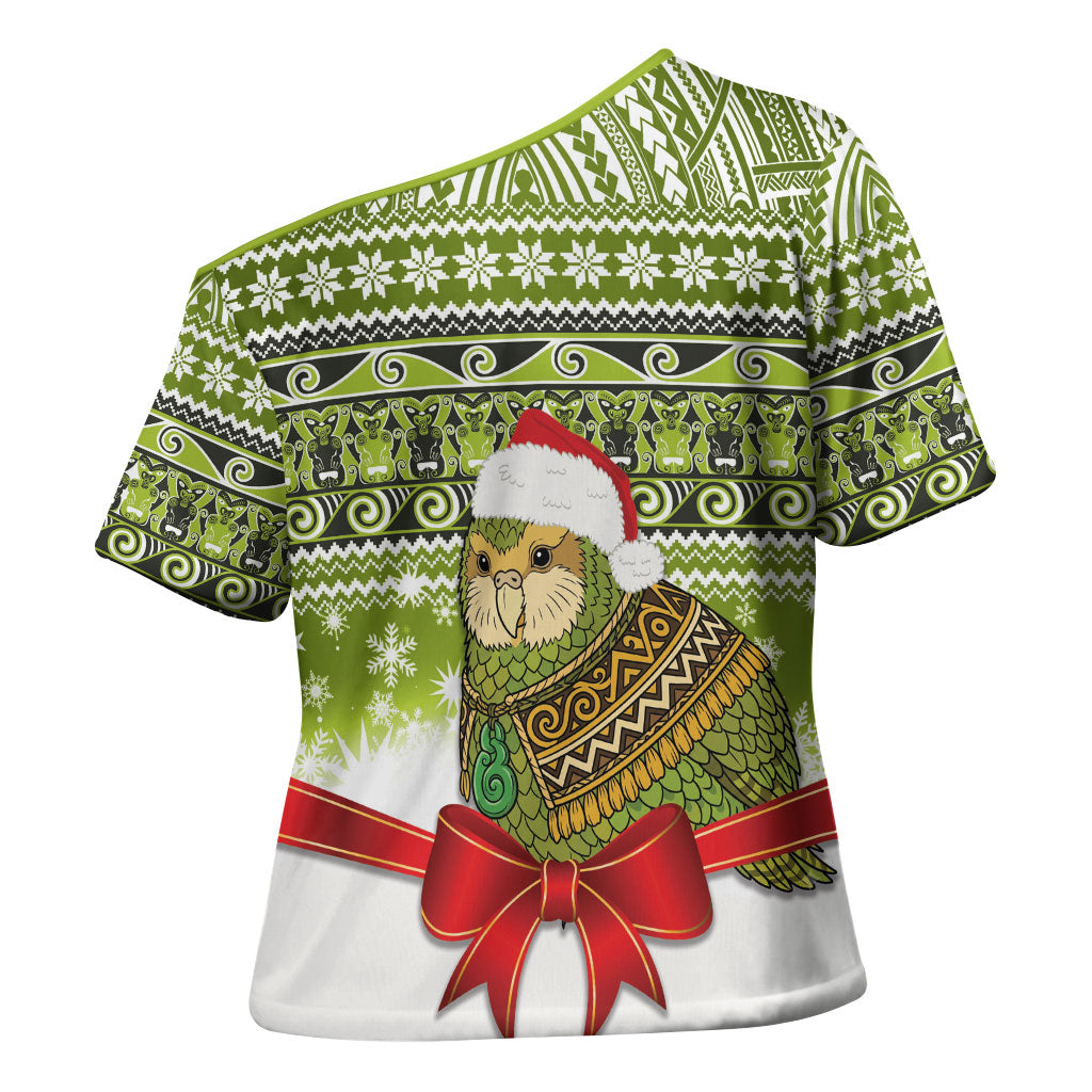 New Zealand Kakapo Christmas Cross Shoulder Shirt Maori Inspired Knitted Patterns