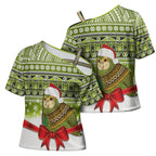 New Zealand Kakapo Christmas Cross Shoulder Shirt Maori Inspired Knitted Patterns