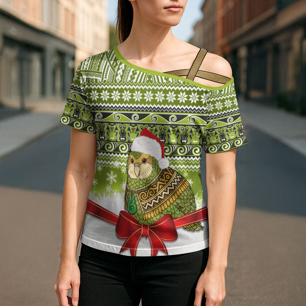 New Zealand Kakapo Christmas Cross Shoulder Shirt Maori Inspired Knitted Patterns