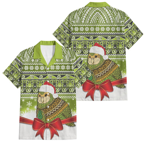 New Zealand Kakapo Christmas Family Matching Mermaid Dress and Hawaiian Shirt Maori Inspired Knitted Patterns