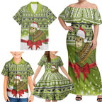 New Zealand Kakapo Christmas Family Matching Off Shoulder Maxi Dress and Hawaiian Shirt Maori Inspired Knitted Patterns