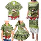 New Zealand Kakapo Christmas Family Matching Puletasi and Hawaiian Shirt Maori Inspired Knitted Patterns