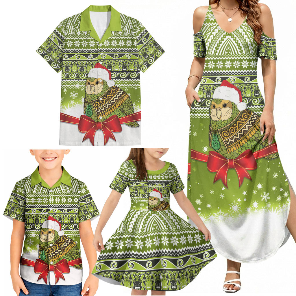New Zealand Kakapo Christmas Family Matching Summer Maxi Dress and Hawaiian Shirt Maori Inspired Knitted Patterns