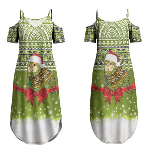 New Zealand Kakapo Christmas Family Matching Summer Maxi Dress and Hawaiian Shirt Maori Inspired Knitted Patterns