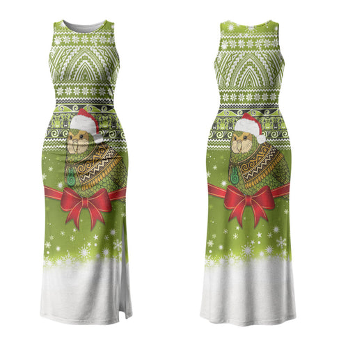 New Zealand Kakapo Christmas Family Matching Tank Maxi Dress and Hawaiian Shirt Maori Inspired Knitted Patterns