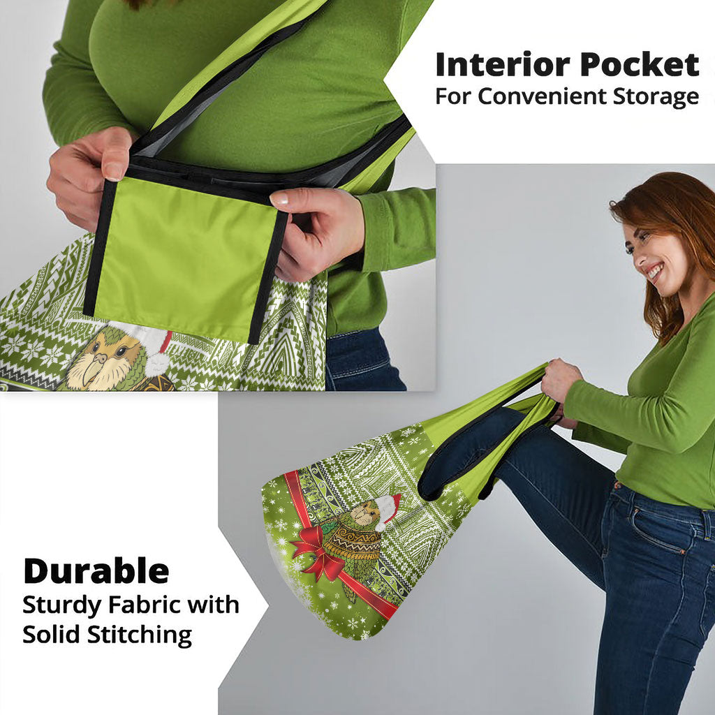 New Zealand Kakapo Christmas Grocery Bag Maori Inspired Knitted Patterns