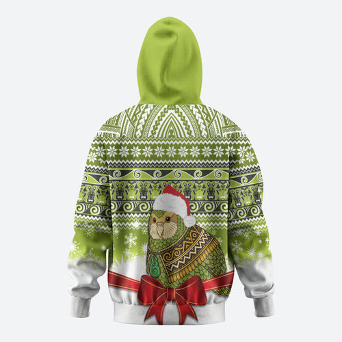 New Zealand Kakapo Christmas Hoodie Maori Inspired Knitted Patterns