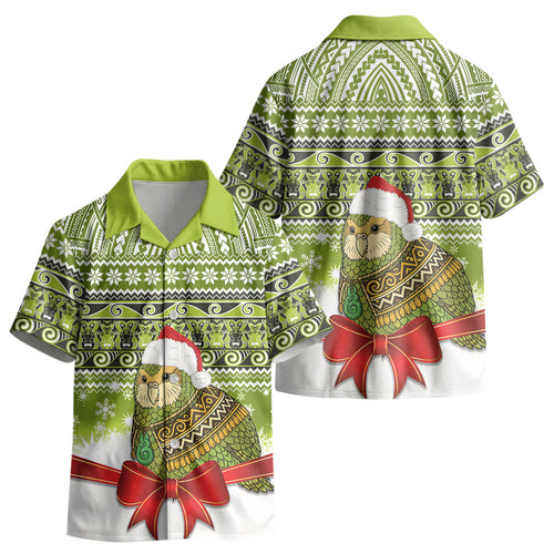 New Zealand Kakapo Christmas Kid Hawaiian Shirt Maori Inspired Knitted Patterns