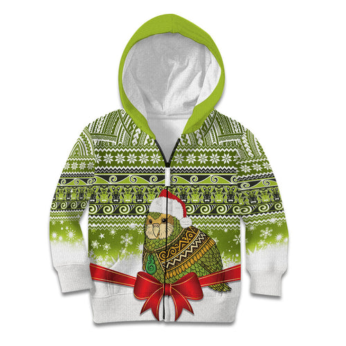 New Zealand Kakapo Christmas Kid Hoodie Maori Inspired Knitted Patterns