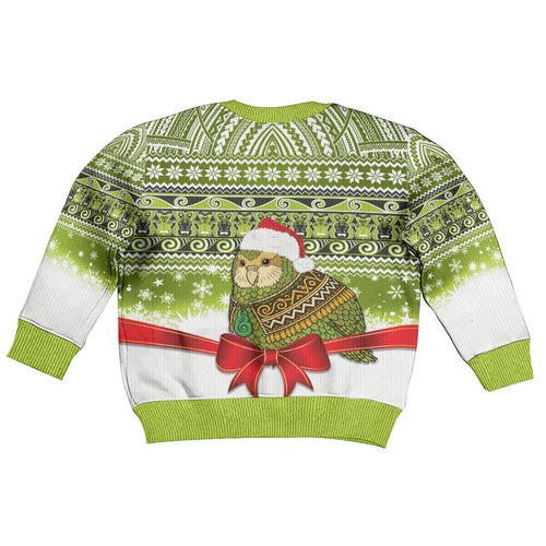 New Zealand Kakapo Christmas Kid Ugly Christmas Sweater Maori Inspired Knitted Patterns