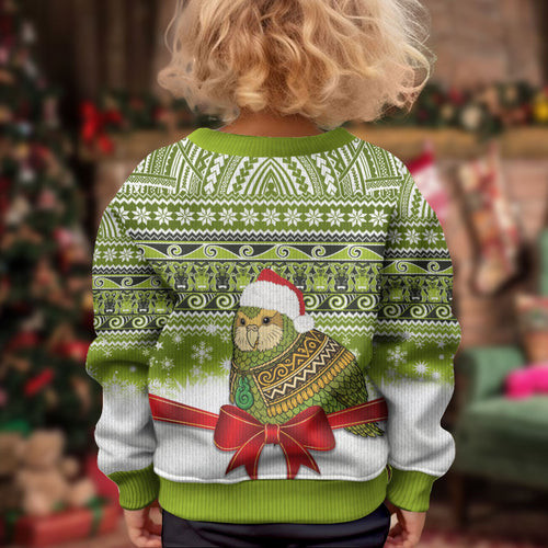New Zealand Kakapo Christmas Kid Ugly Christmas Sweater Maori Inspired Knitted Patterns