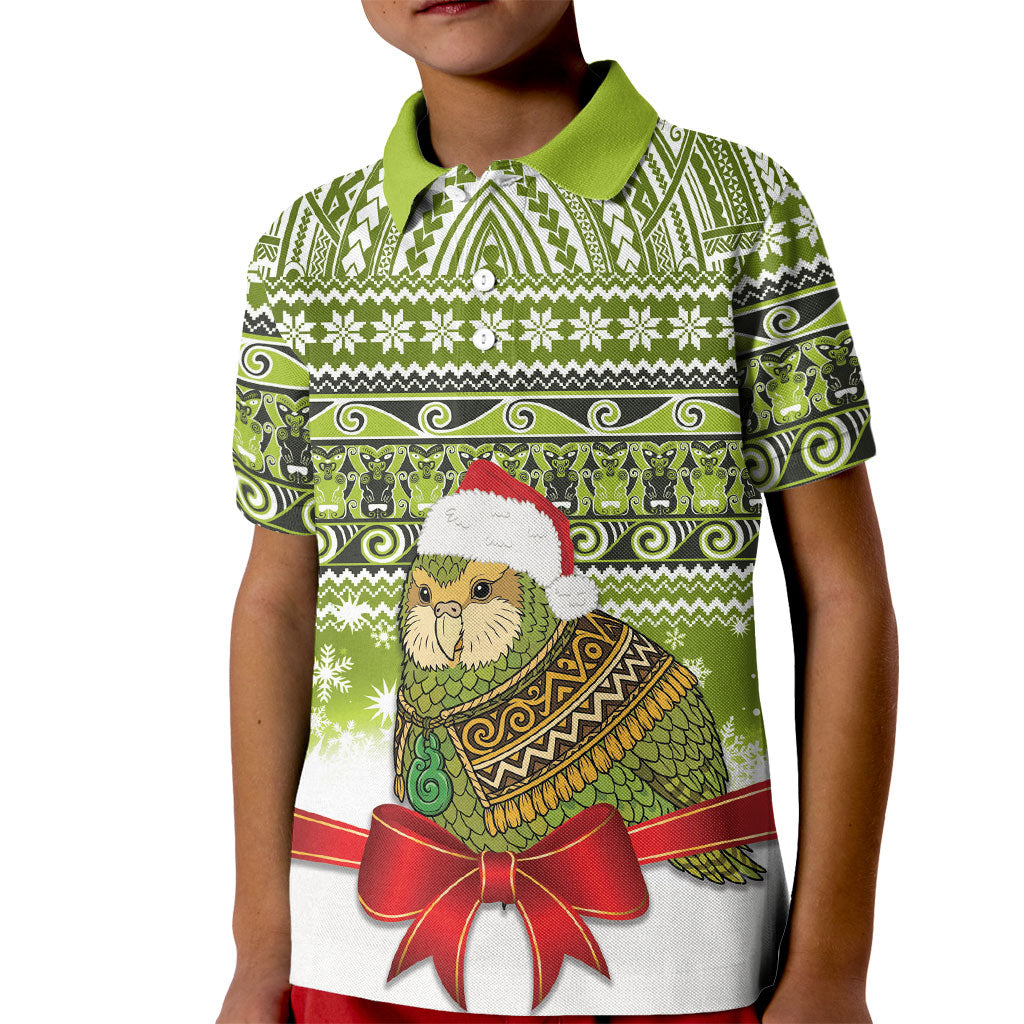 New Zealand Kakapo Christmas Kid Polo Shirt Maori Inspired Knitted Patterns