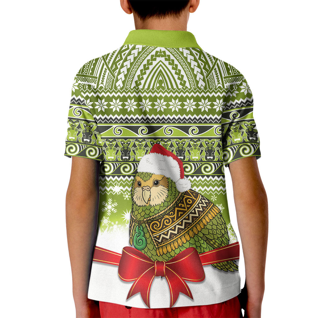 New Zealand Kakapo Christmas Kid Polo Shirt Maori Inspired Knitted Patterns