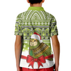 New Zealand Kakapo Christmas Kid Polo Shirt Maori Inspired Knitted Patterns