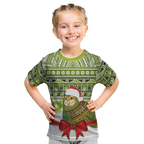New Zealand Kakapo Christmas Kid T Shirt Maori Inspired Knitted Patterns