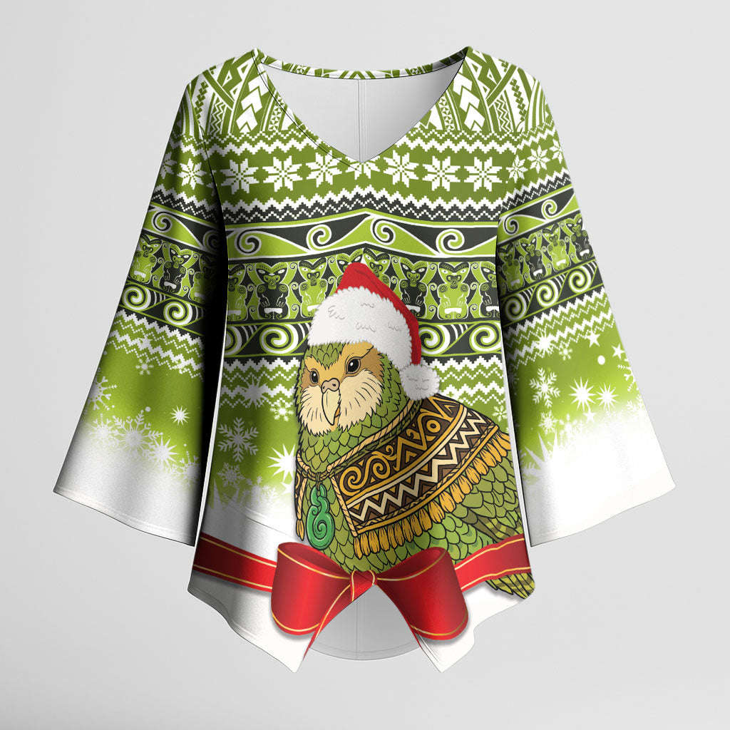 New Zealand Kakapo Christmas Kimono Sleeve Blouse Maori Inspired Knitted Patterns