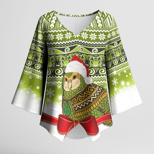 New Zealand Kakapo Christmas Kimono Sleeve Blouse Maori Inspired Knitted Patterns