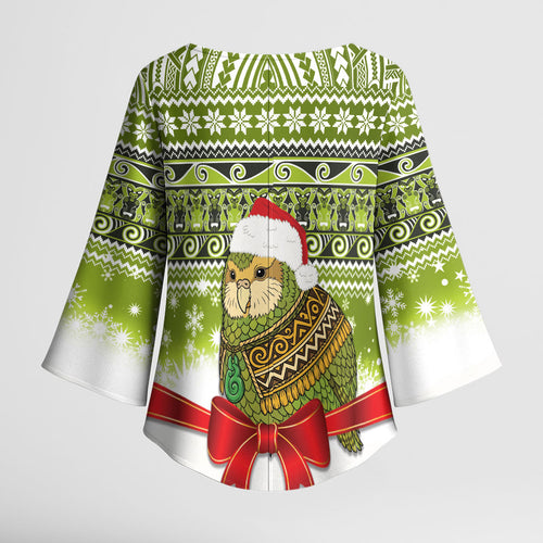 New Zealand Kakapo Christmas Kimono Sleeve Blouse Maori Inspired Knitted Patterns