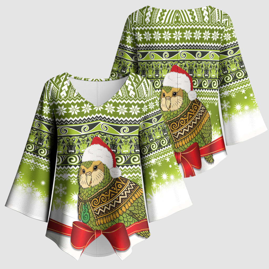 New Zealand Kakapo Christmas Kimono Sleeve Blouse Maori Inspired Knitted Patterns