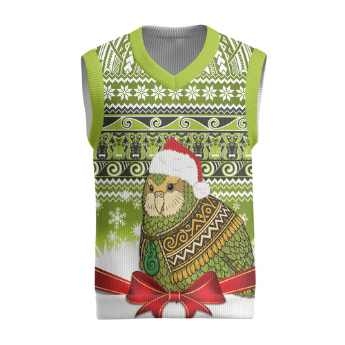 New Zealand Kakapo Christmas Knitted V-Neck Vest Maori Inspired Knitted Patterns