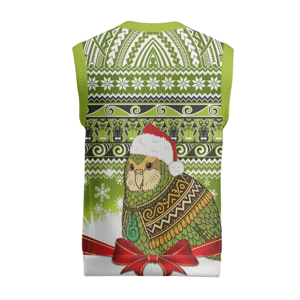 New Zealand Kakapo Christmas Knitted V-Neck Vest Maori Inspired Knitted Patterns