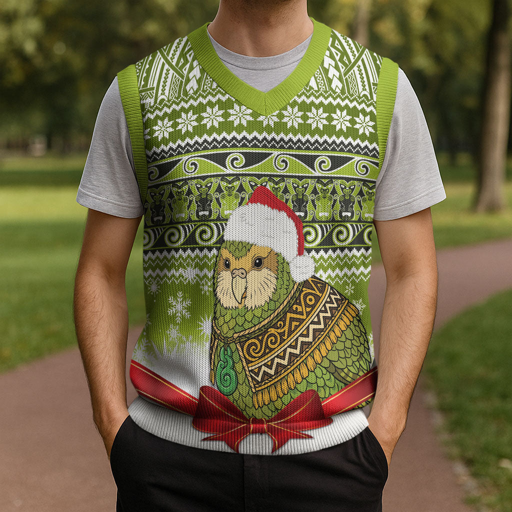 New Zealand Kakapo Christmas Knitted V-Neck Vest Maori Inspired Knitted Patterns