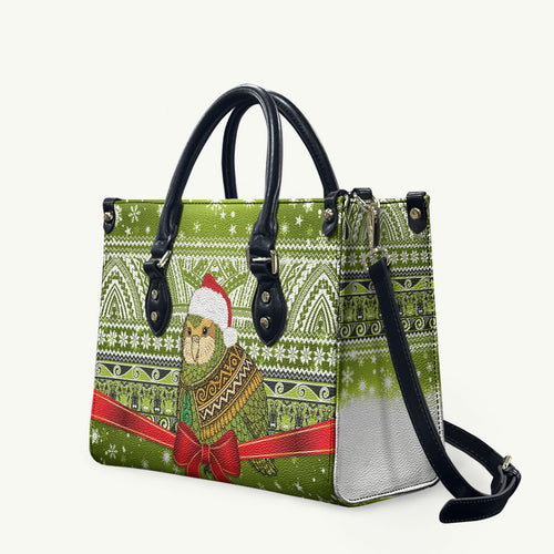 New Zealand Kakapo Christmas Leather Bag Maori Inspired Knitted Patterns