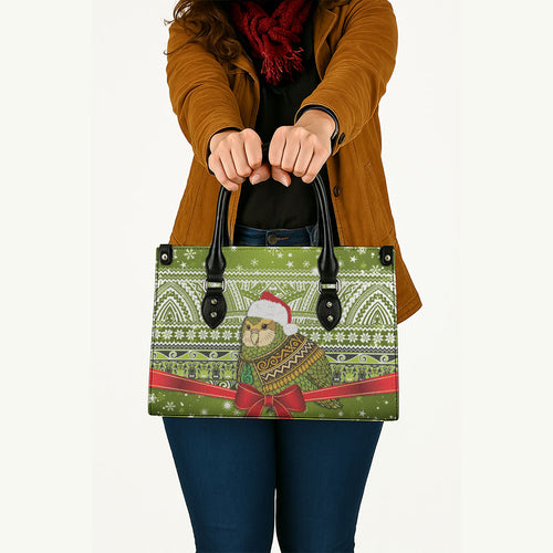 New Zealand Kakapo Christmas Leather Bag Maori Inspired Knitted Patterns