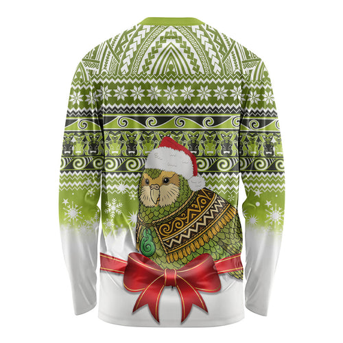 New Zealand Kakapo Christmas Long Sleeve Shirt Maori Inspired Knitted Patterns