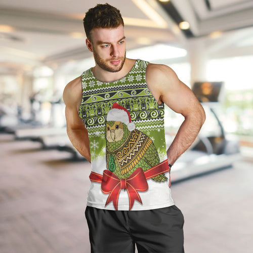 New Zealand Kakapo Christmas Men Tank Top Maori Inspired Knitted Patterns