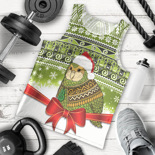 New Zealand Kakapo Christmas Men Tank Top Maori Inspired Knitted Patterns