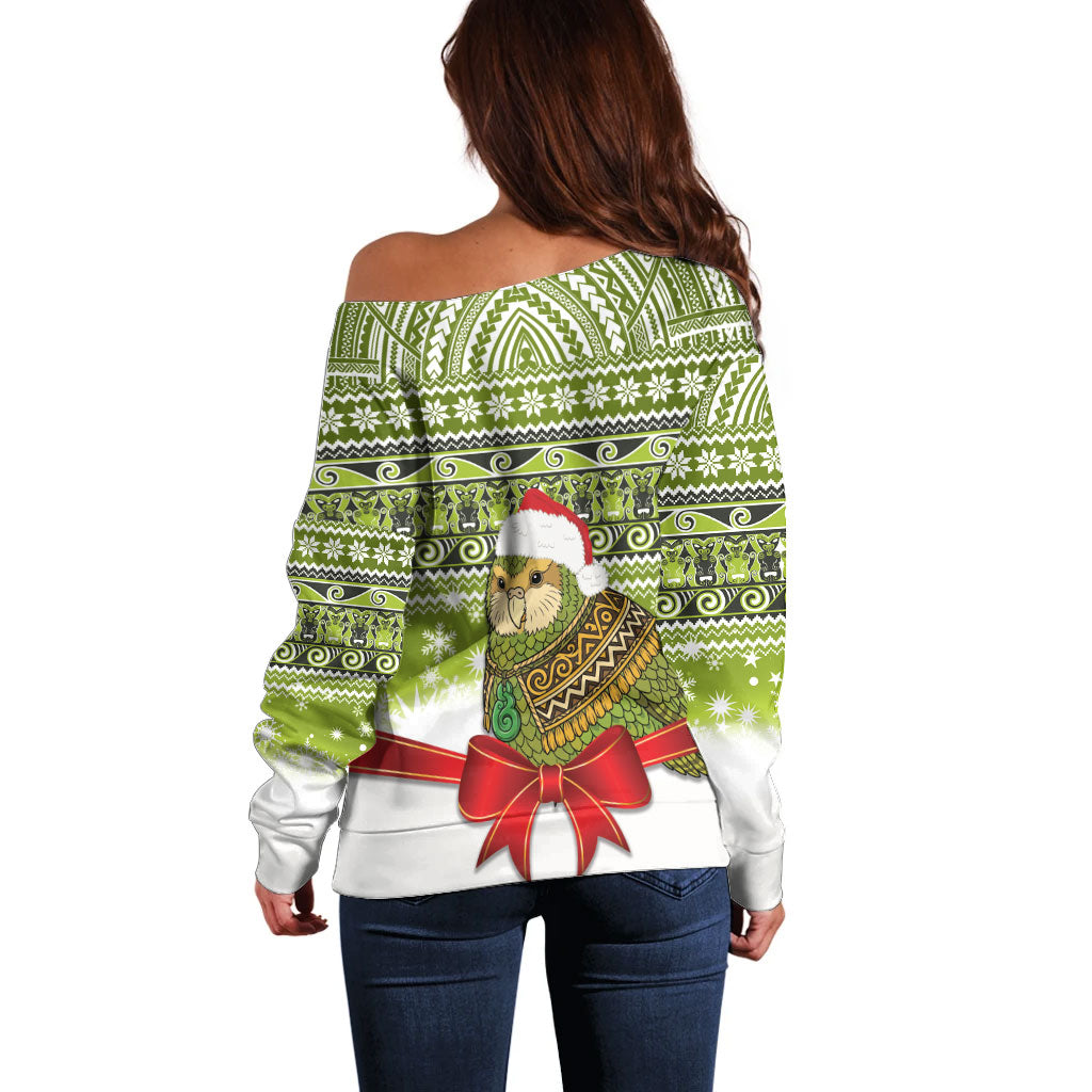 New Zealand Kakapo Christmas Off Shoulder Sweater Maori Inspired Knitted Patterns