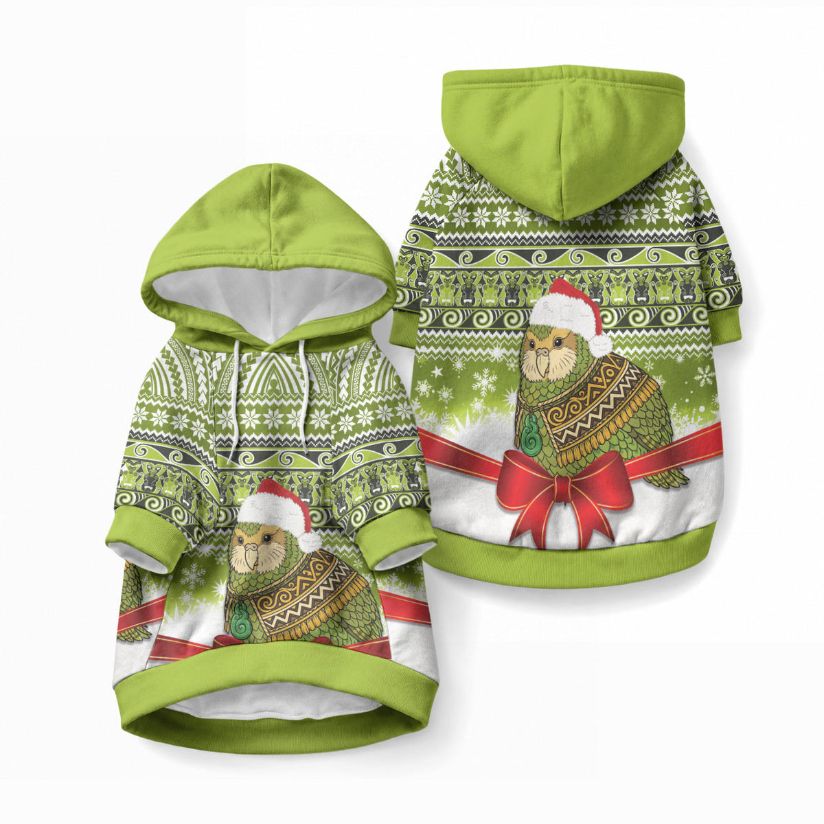 New Zealand Kakapo Christmas Pet Hoodie Maori Inspired Knitted Patterns