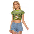 New Zealand Kakapo Christmas Raglan Cropped T Shirt Maori Inspired Knitted Patterns