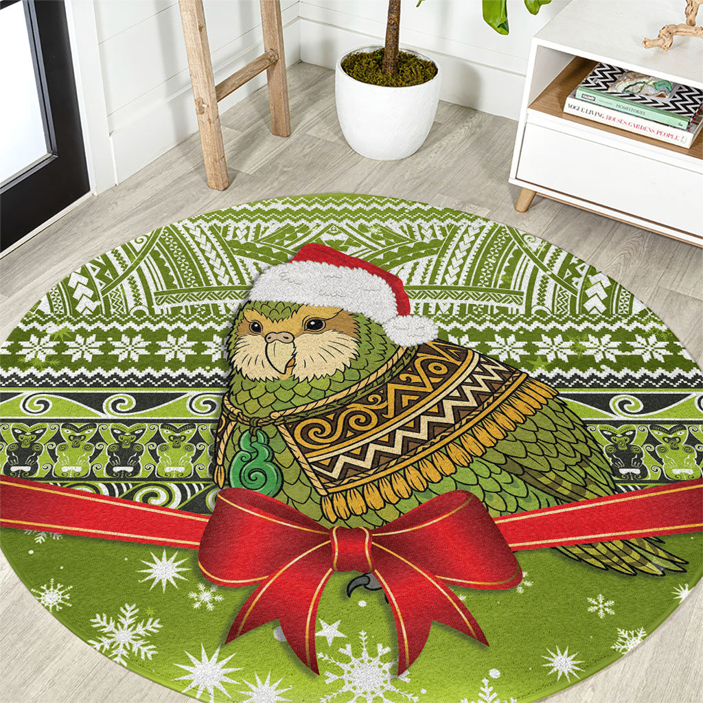 New Zealand Kakapo Christmas Round Carpet Maori Inspired Knitted Patterns