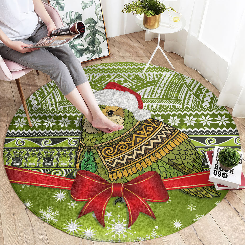 New Zealand Kakapo Christmas Round Carpet Maori Inspired Knitted Patterns