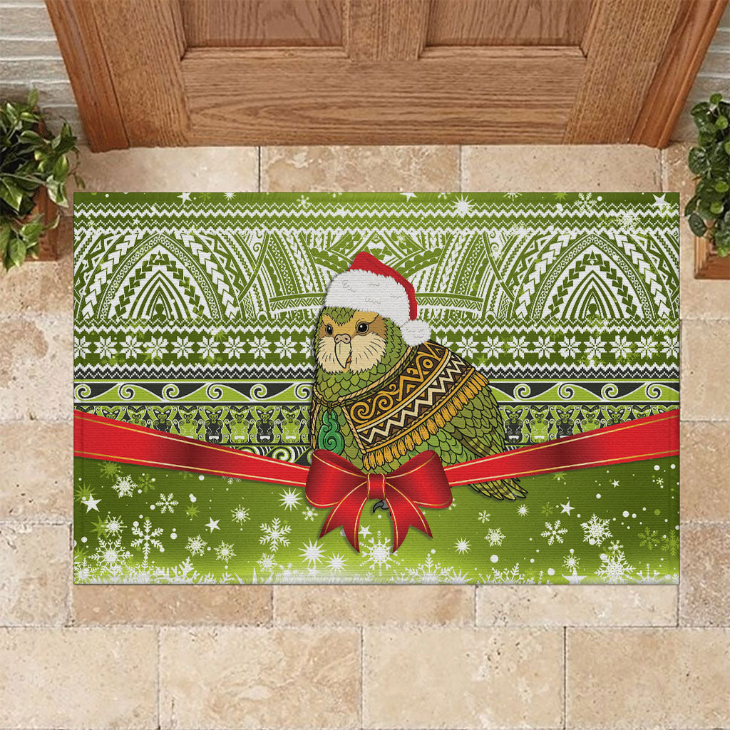New Zealand Kakapo Christmas Rubber Doormat Maori Inspired Knitted Patterns