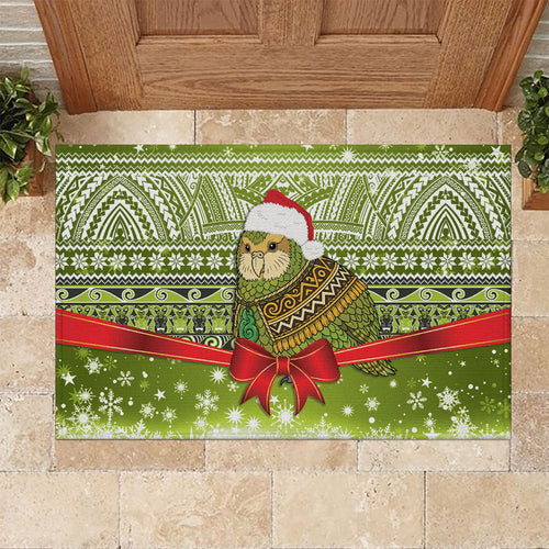 New Zealand Kakapo Christmas Rubber Doormat Maori Inspired Knitted Patterns