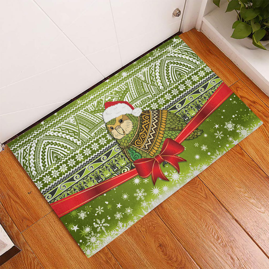New Zealand Kakapo Christmas Rubber Doormat Maori Inspired Knitted Patterns
