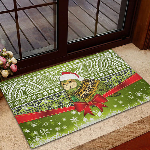New Zealand Kakapo Christmas Rubber Doormat Maori Inspired Knitted Patterns