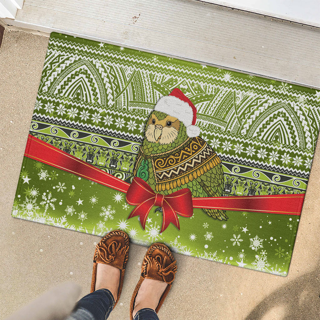 New Zealand Kakapo Christmas Rubber Doormat Maori Inspired Knitted Patterns