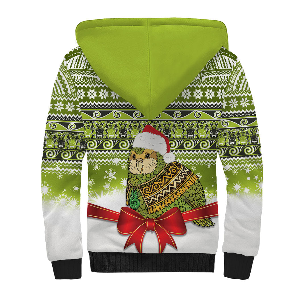 New Zealand Kakapo Christmas Sherpa Hoodie Maori Inspired Knitted Patterns
