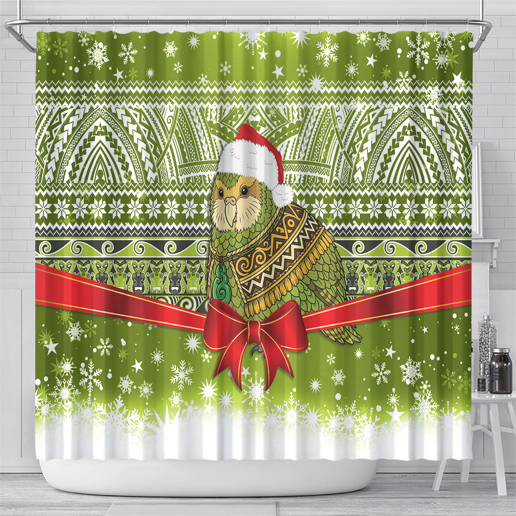 New Zealand Kakapo Christmas Shower Curtain Maori Inspired Knitted Patterns