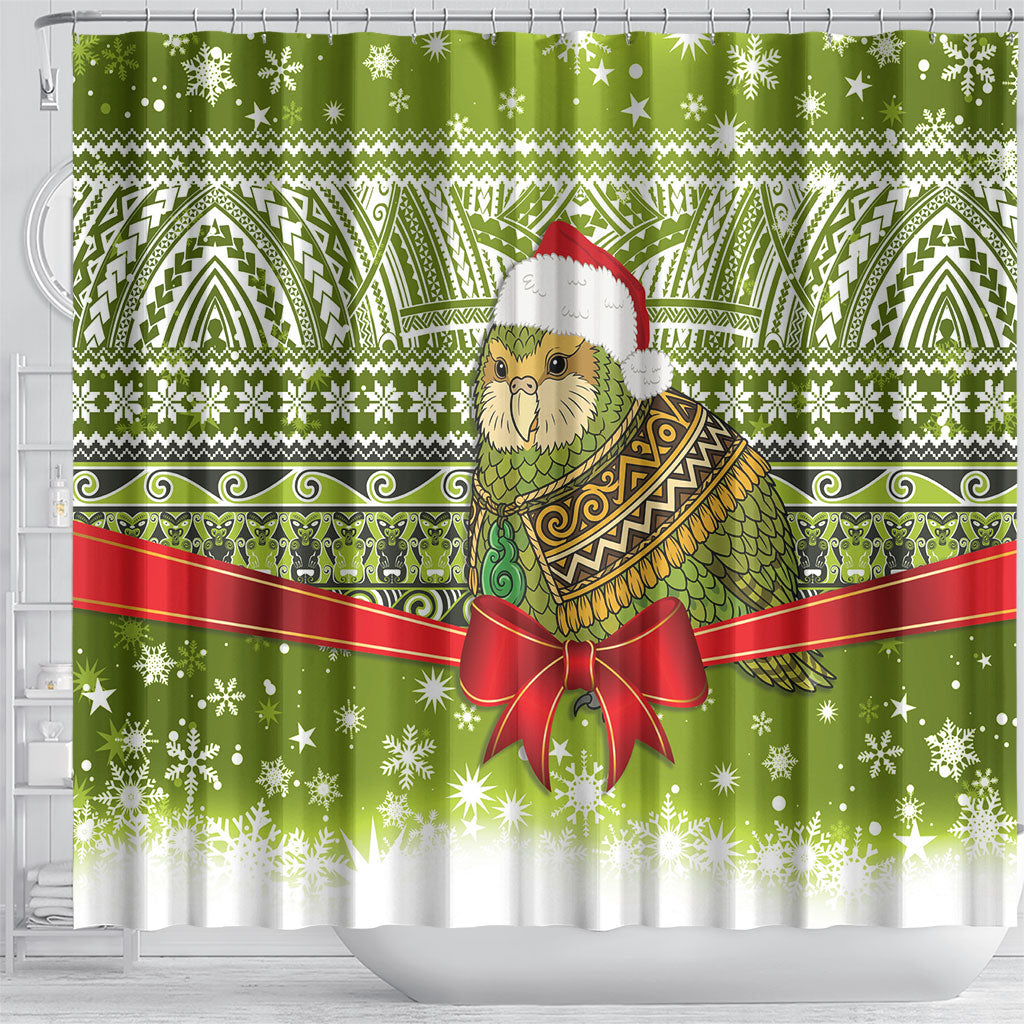 New Zealand Kakapo Christmas Shower Curtain Maori Inspired Knitted Patterns