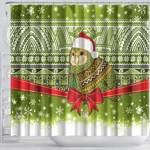 New Zealand Kakapo Christmas Shower Curtain Maori Inspired Knitted Patterns