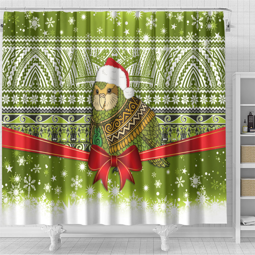 New Zealand Kakapo Christmas Shower Curtain Maori Inspired Knitted Patterns