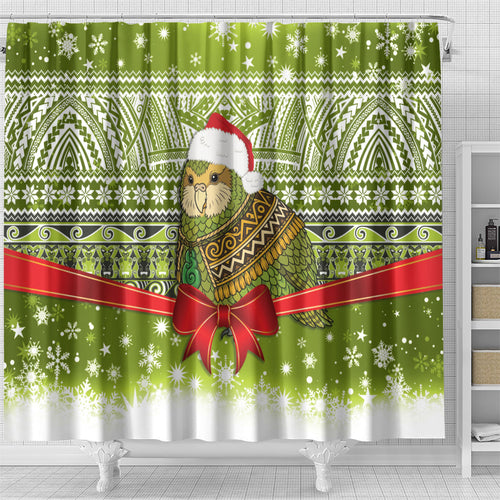 New Zealand Kakapo Christmas Shower Curtain Maori Inspired Knitted Patterns