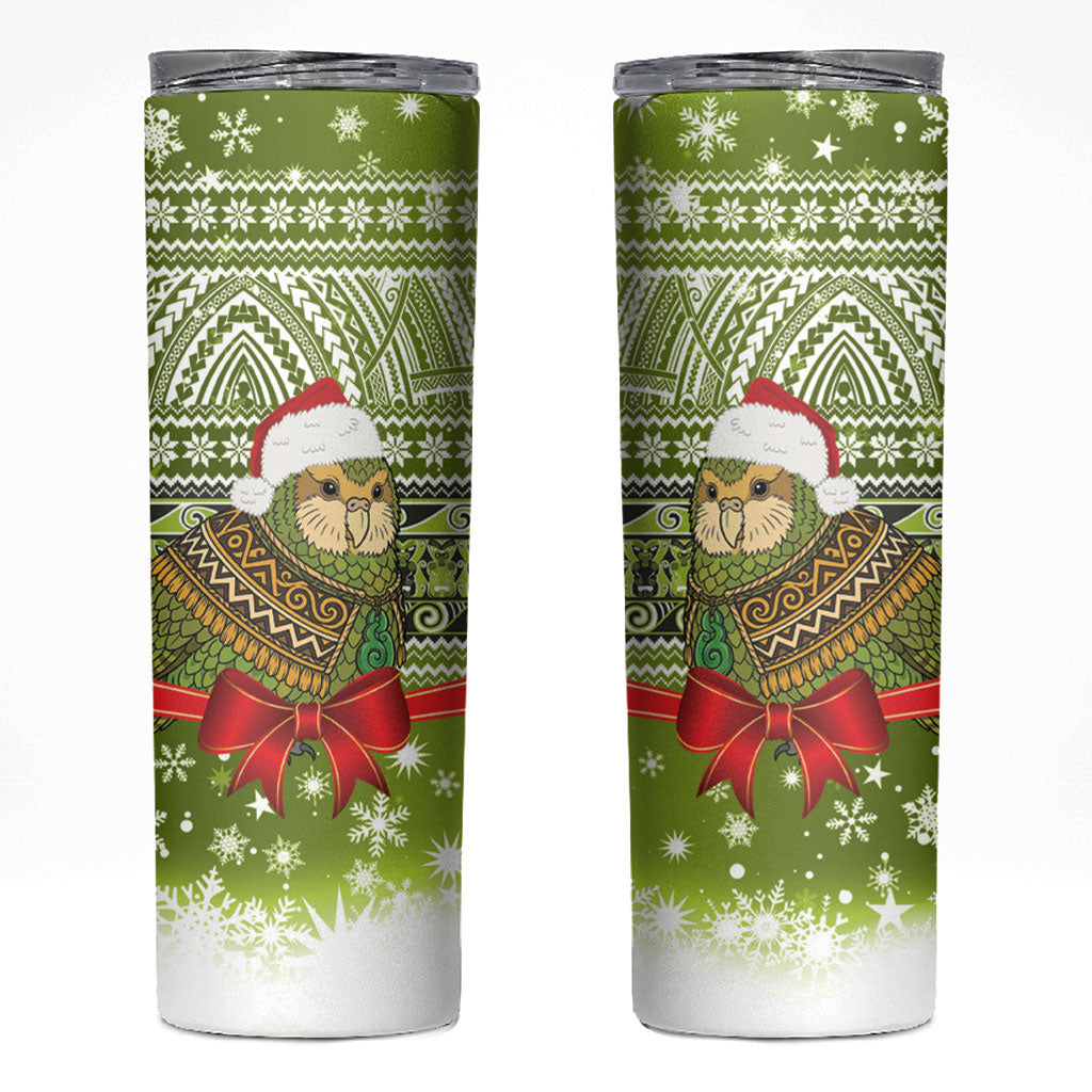 New Zealand Kakapo Christmas Skinny Tumbler Maori Inspired Knitted Patterns