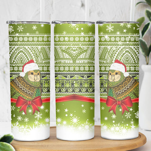 New Zealand Kakapo Christmas Skinny Tumbler Maori Inspired Knitted Patterns